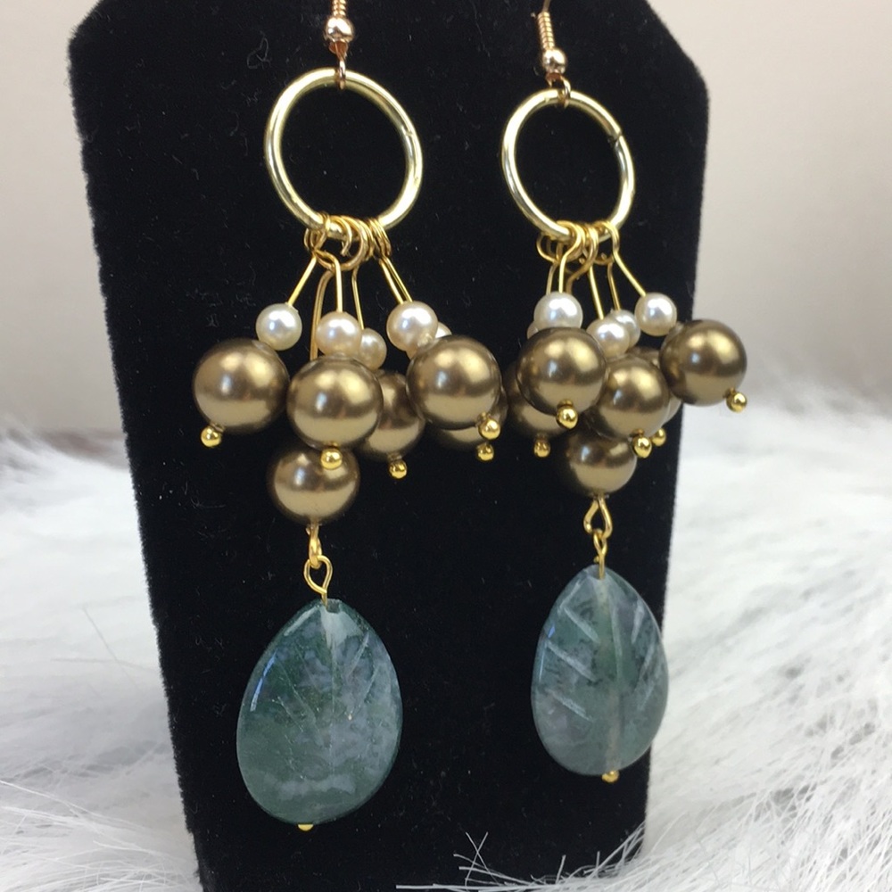❤️SOLD❤️Swarovski bronze beaded gold earrings - Picture 1 of 5